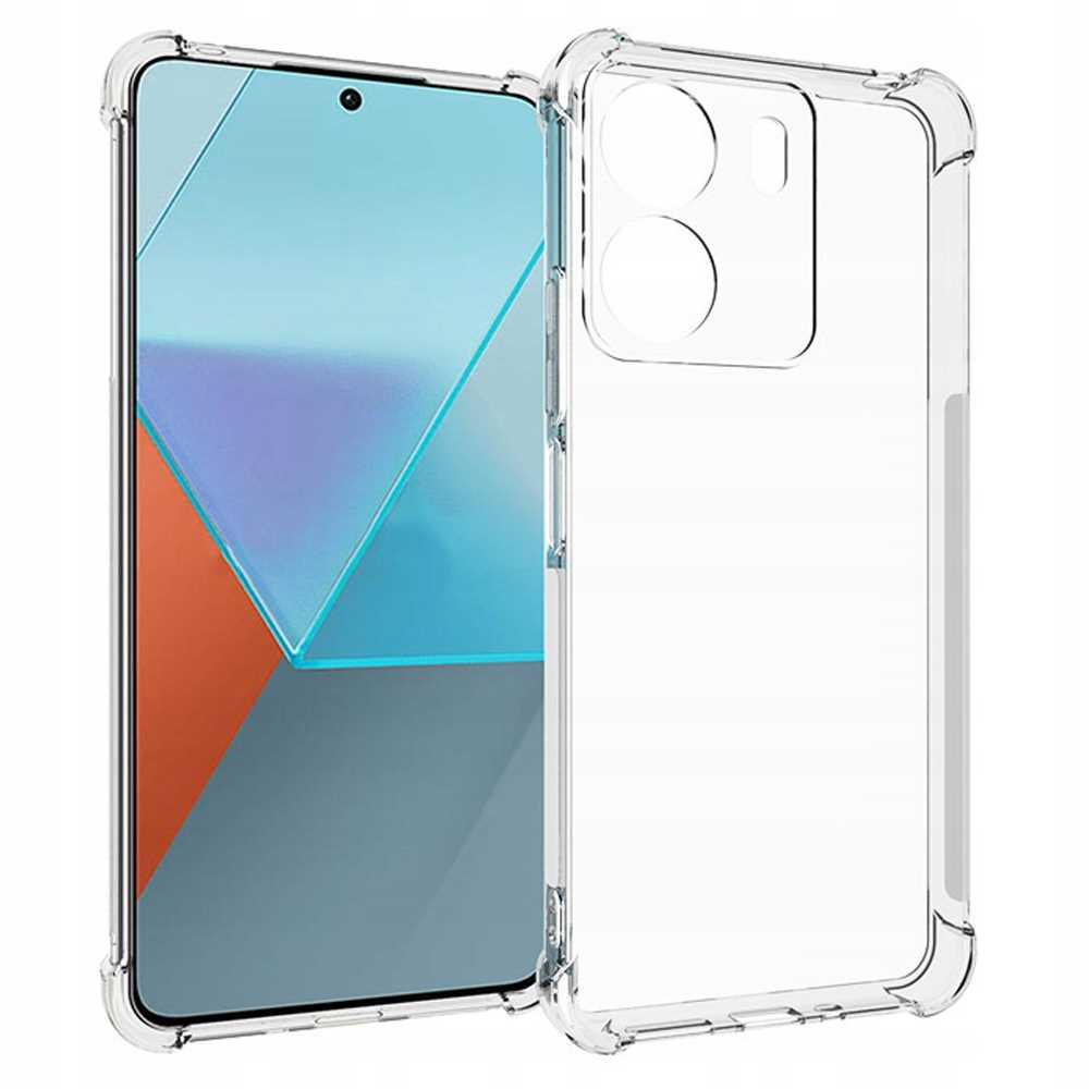 Telefon z etui. Telefon ma włączony ekran, a etui jest przezroczyste.