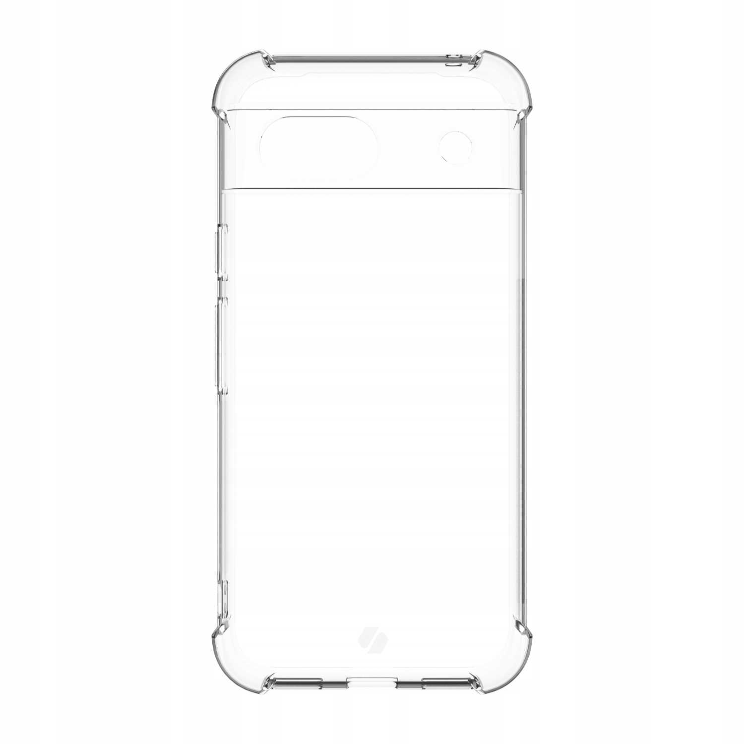 Przezroczyste etui na telefon. Puste i przezroczyste, pokazuje tył telefonu.