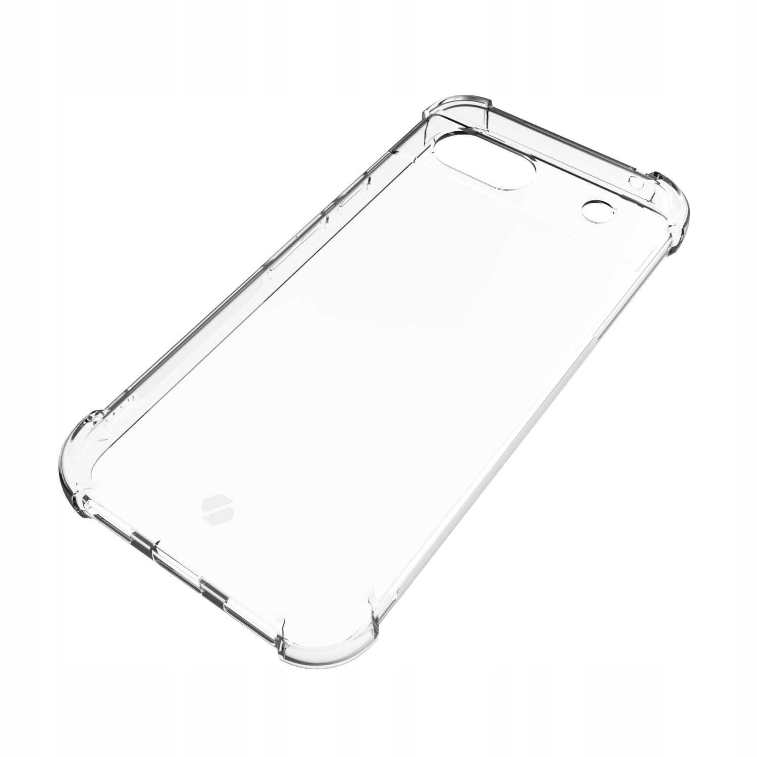 Przezroczyste etui na telefon, widok z boku. Etui jest przezroczyste, pokazujące kształt i design.