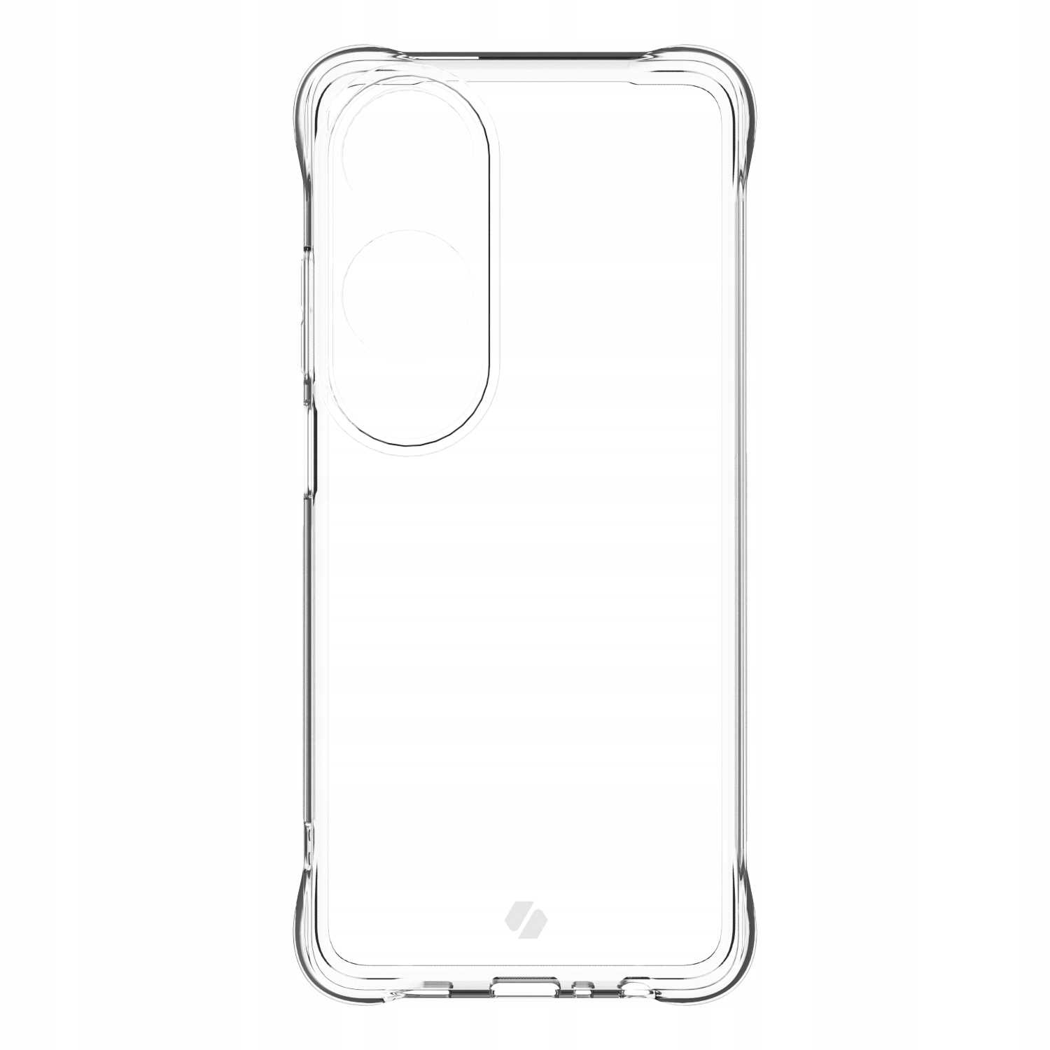 Przezroczyste etui na telefon. To zarys telefonu z widoczną sekcją kamery.