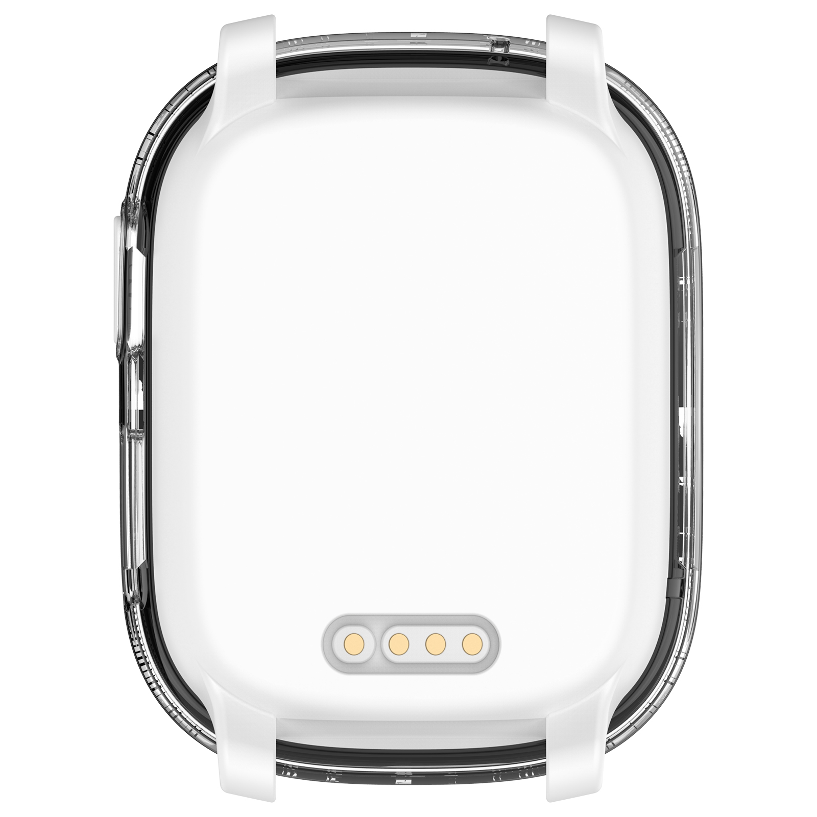 Tył smartwatcha z trzema stykami ładowania.