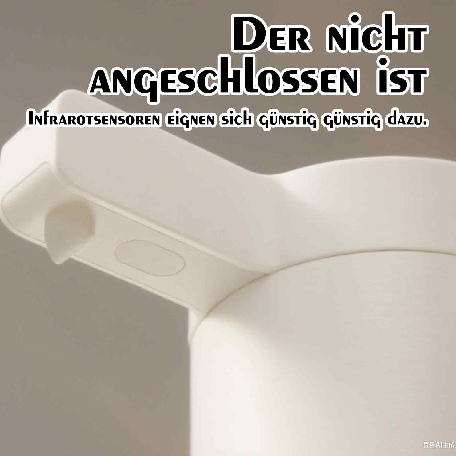Nahaufnahme eines weißen Seifenspenders mit Text.