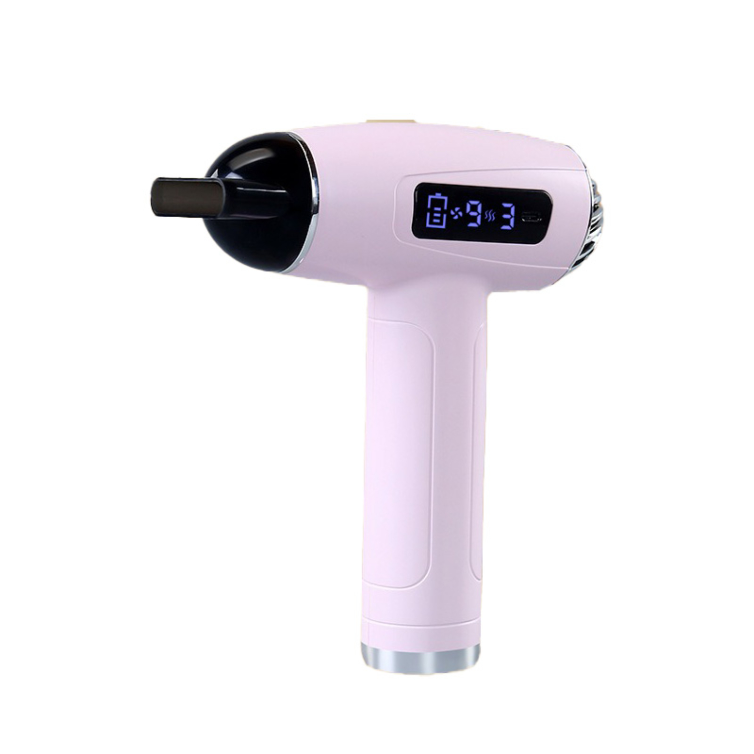 Ein rosa Haarstyling-Werkzeug mit digitaler Anzeige.