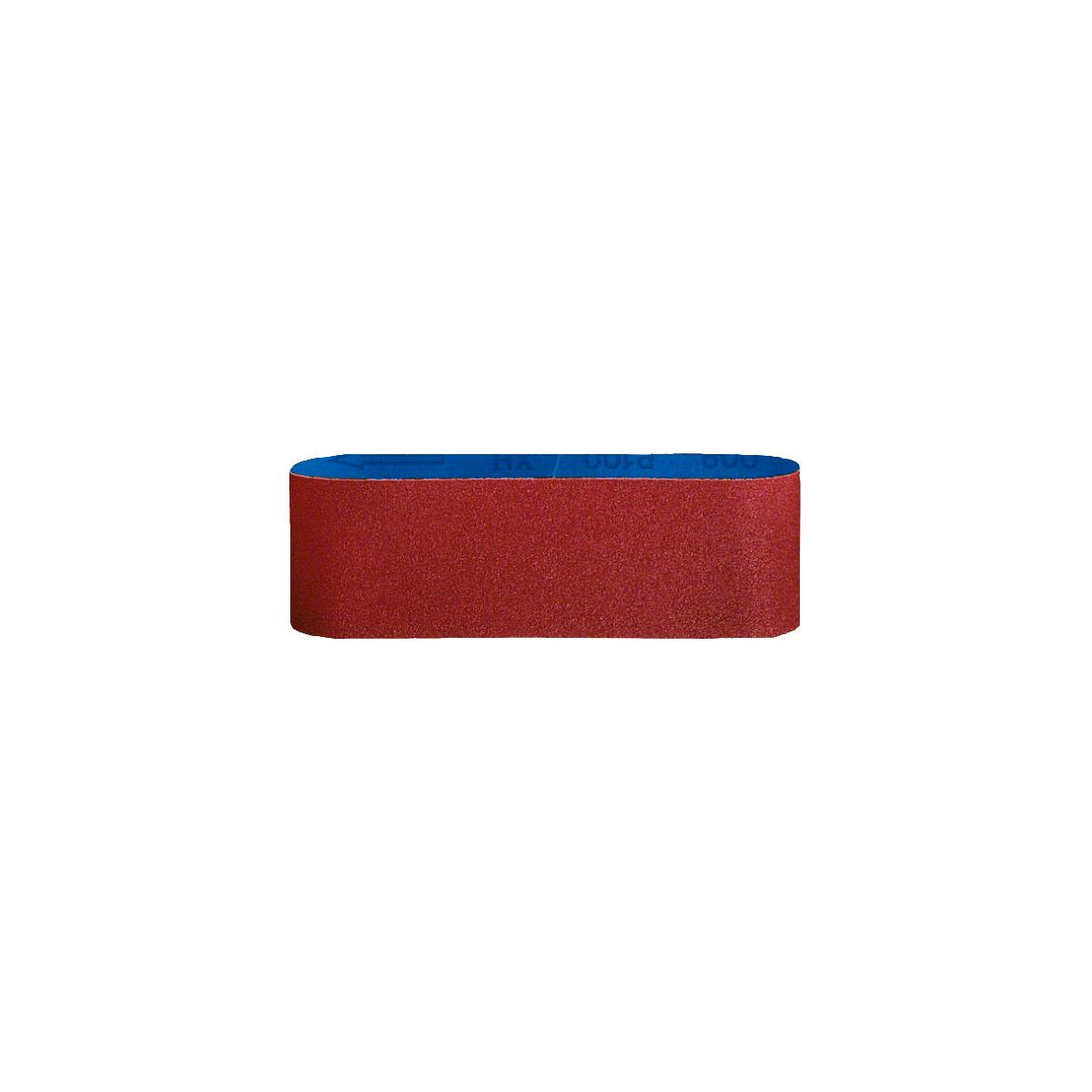 Una levigatrice rossa con bordo blu. Lo sfondo è bianco.