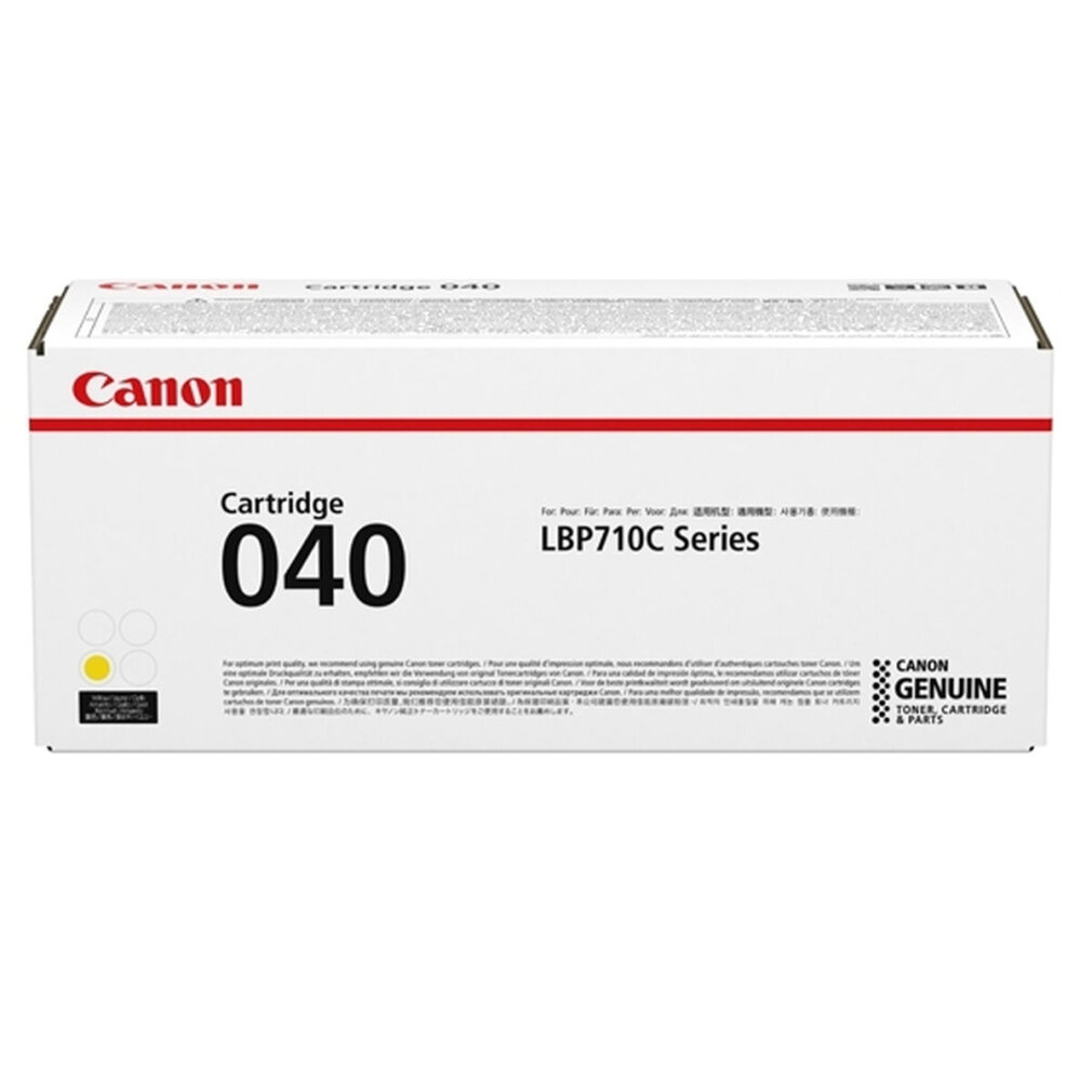 Pudełko z tonerem Canon z napisem 'Cartridge 040', na białym tle.