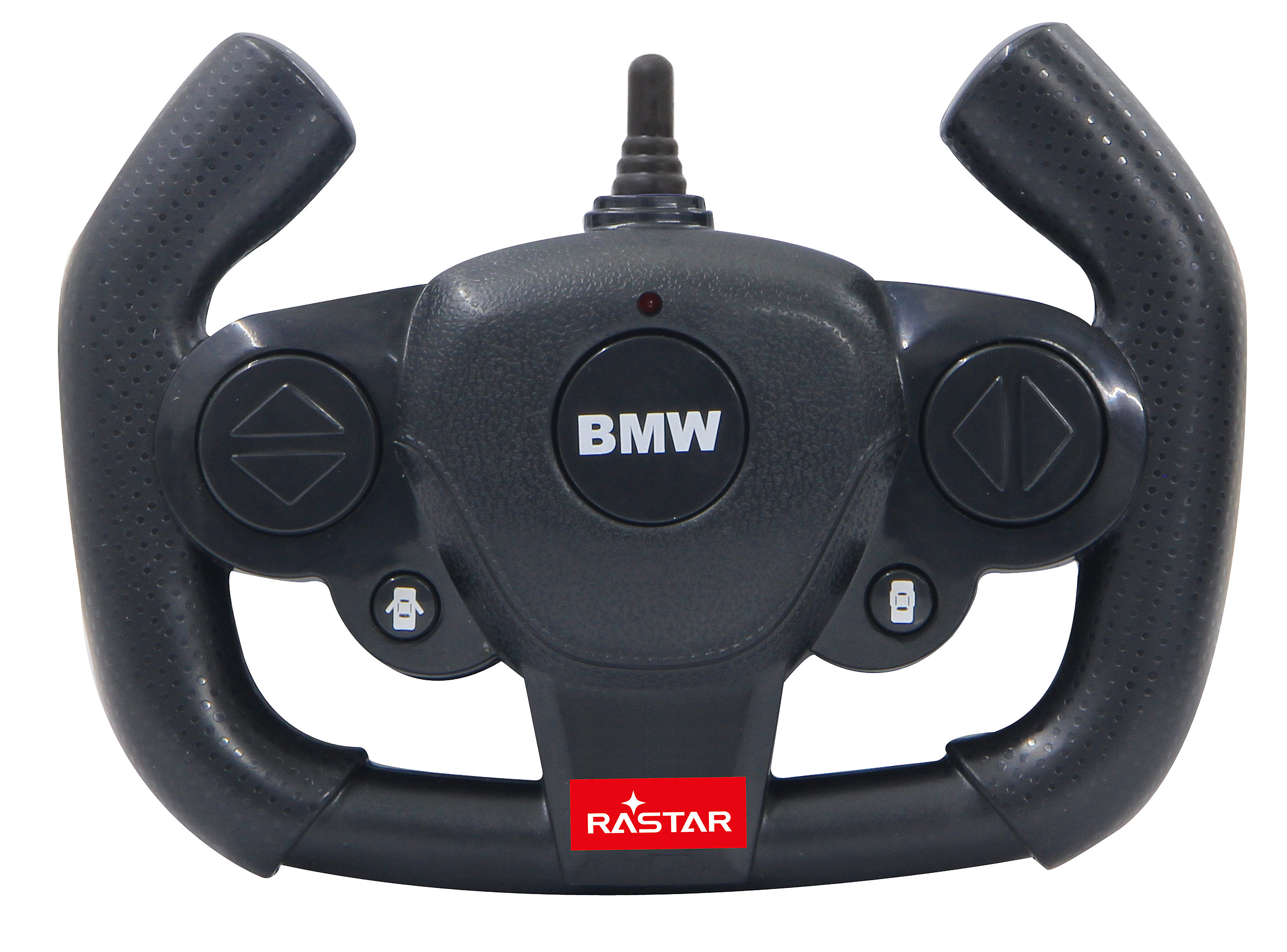 Czarny pilot z logo BMW na białym tle.