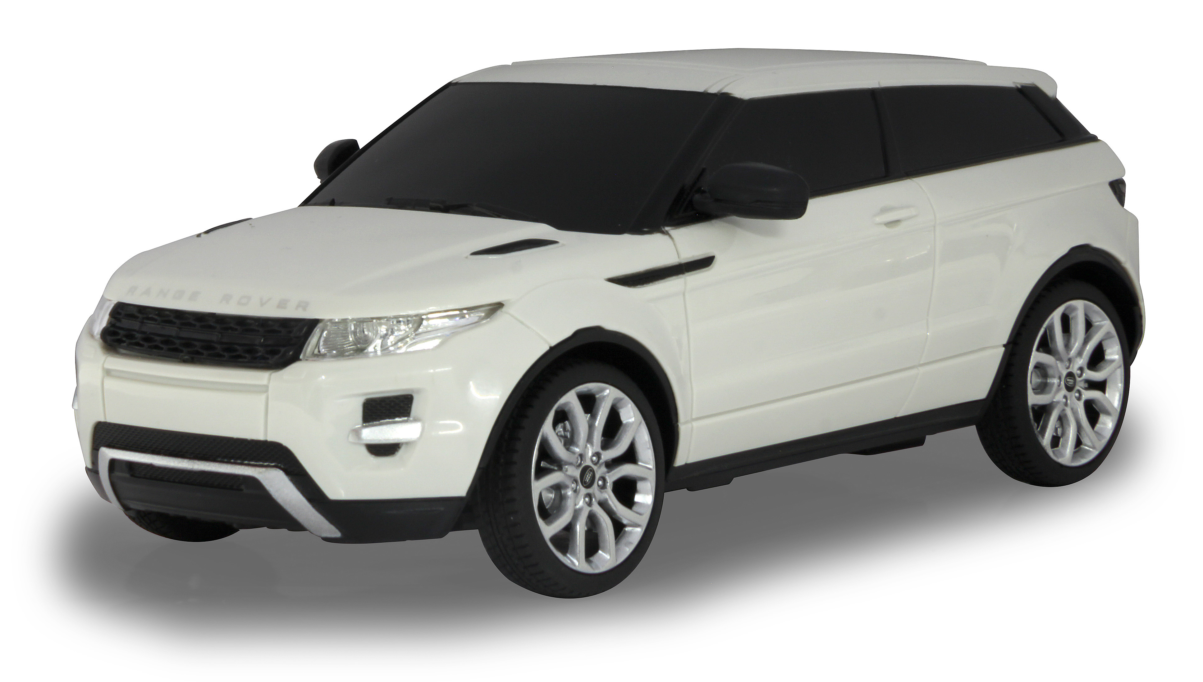 White Range Rover toy car against a white background.