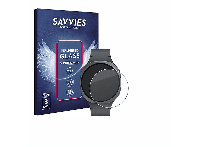 SAVVIES 3x 9H klares Schutzglas (für Samsung Galaxy Watch 8 (40 mm))