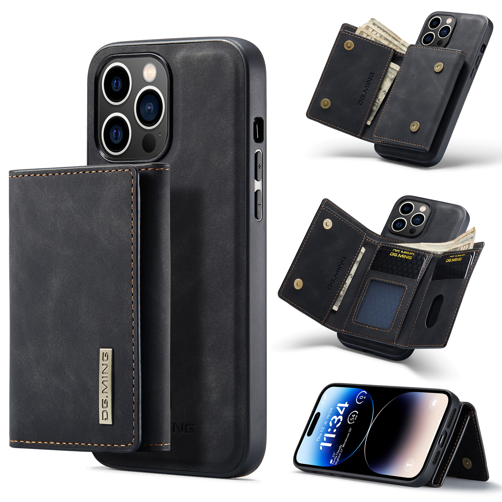 Custodia A Portafoglio Con Chiusura Magnetica Per IPhone 16 – Pelle PU, Antiurto, Supporto Integrato, Slot Porta Carte - 3