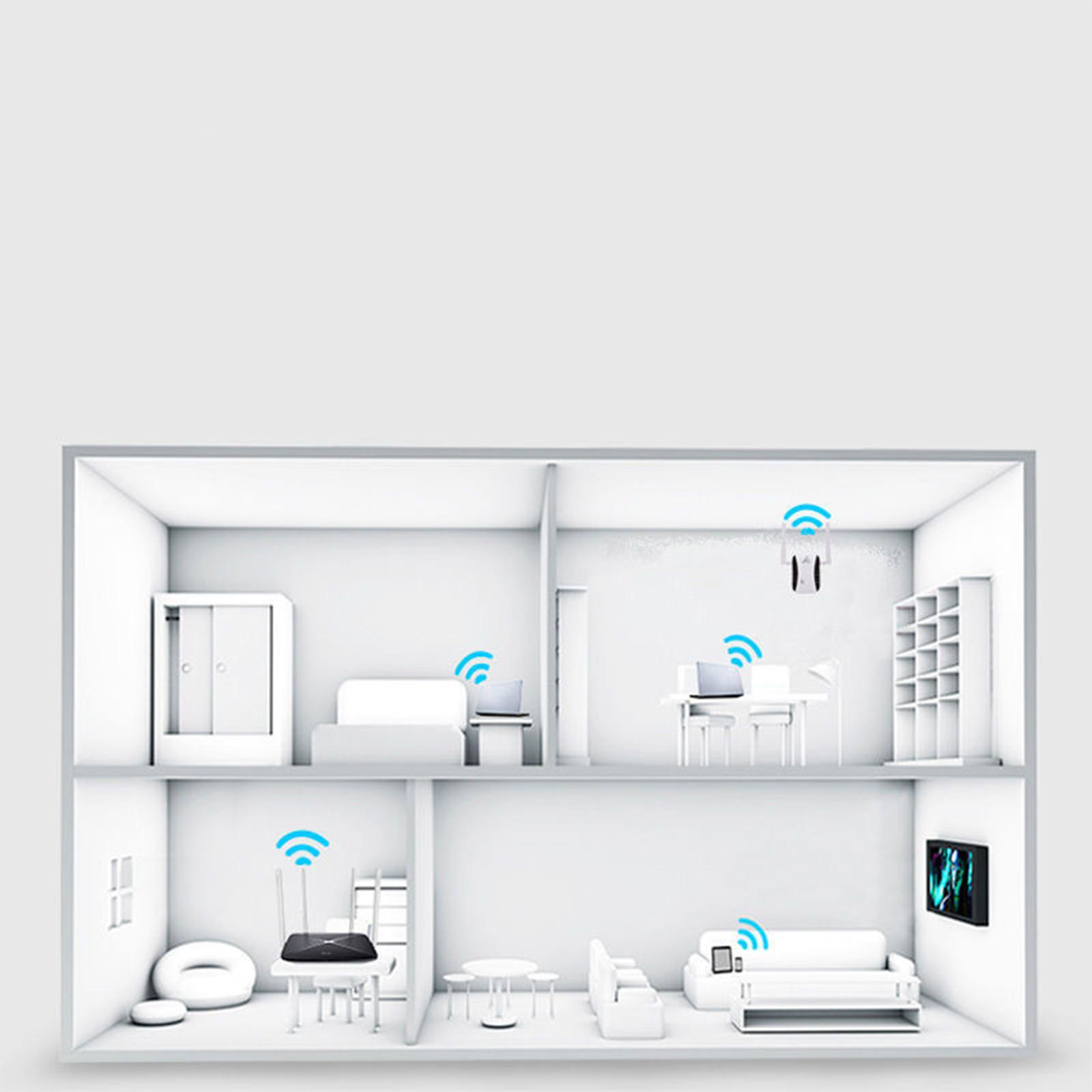 Ein Diagramm eines Hauses mit WLAN-Signalen. Zeigt, wie sich das Signal im ganzen Haus ausbreitet.