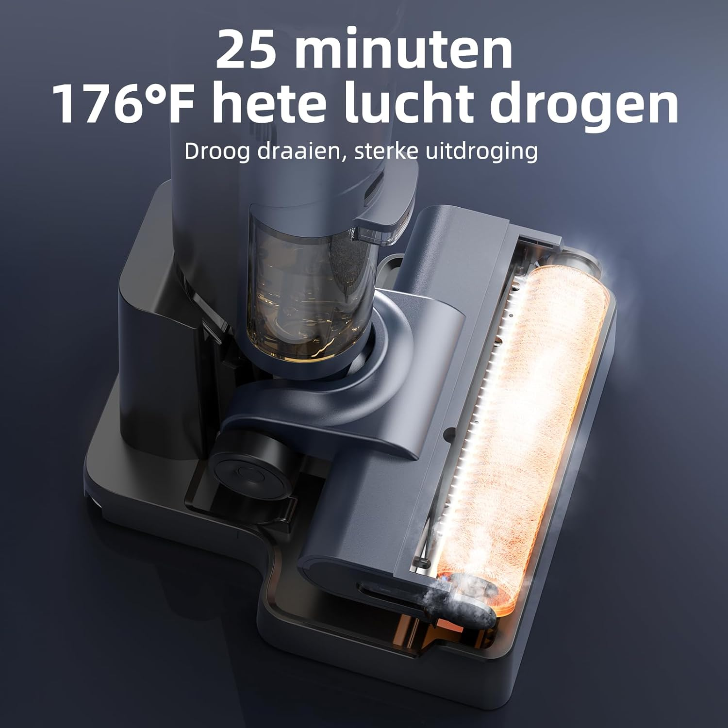 A device drying in 25 minutes at 176°F (80°C). The device is in a charging base.