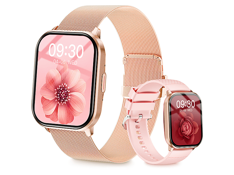 RAYOFI ZL54J 1,85'' Smartwatch, Fitness uhr Damen Herren Smartwatch Silikon, 22 mm, Gold Smartwatch Damen Herren,  Fitness Tracker uhr mit Anruffunktion, Weihnachtsgeschenk & Neujahrsgeschenke