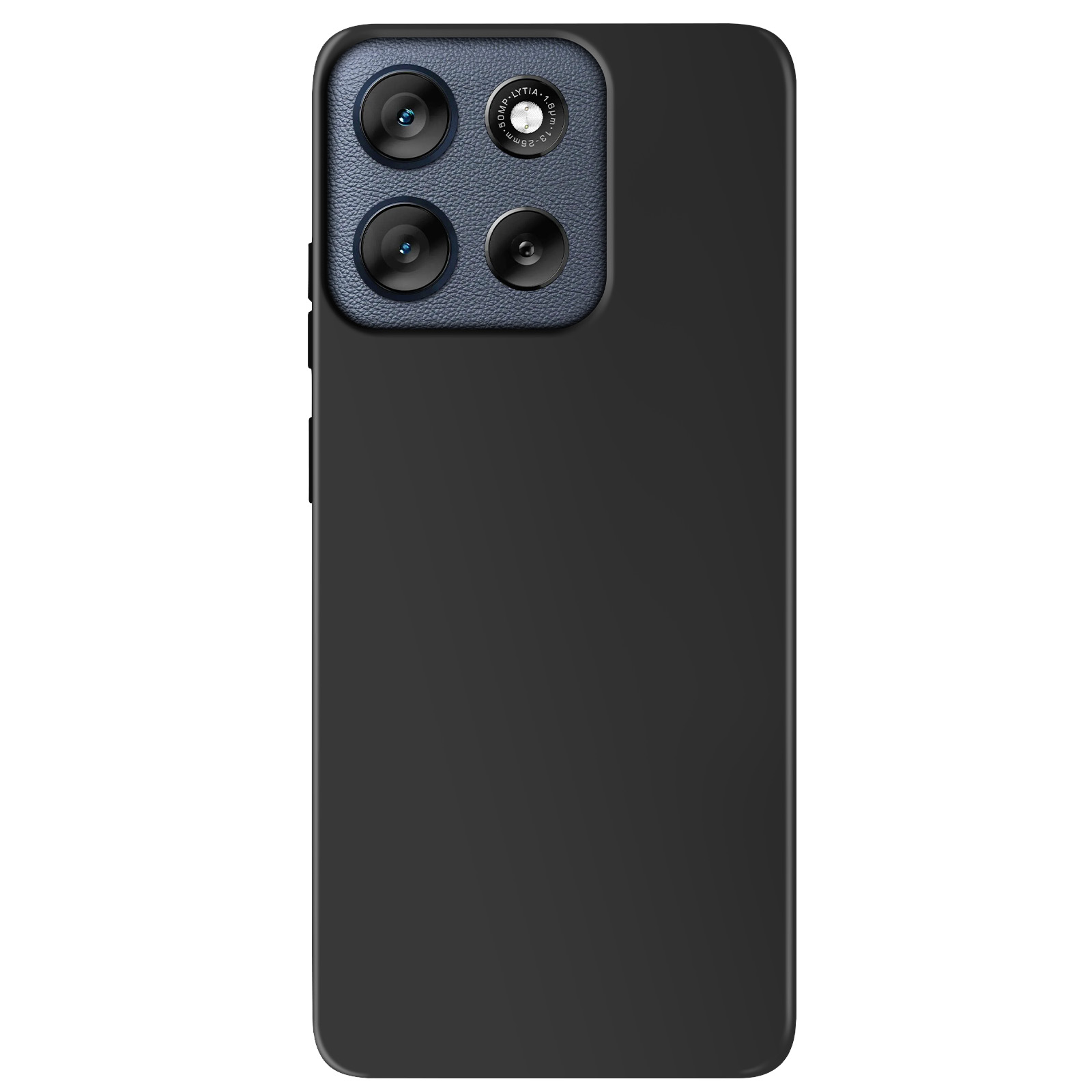 Schwarze Telefonrückseite mit mehreren Kameralinsen. Blau und Schwarz.