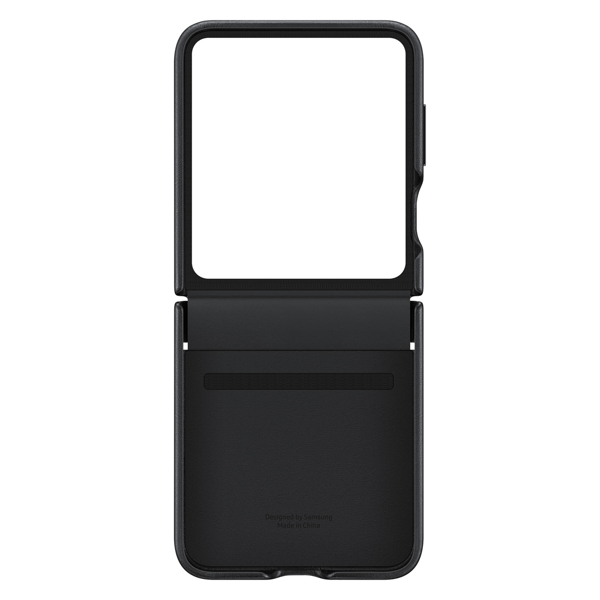 Schwarze Handyhülle mit offenem Design, für das Telefon entworfen.
