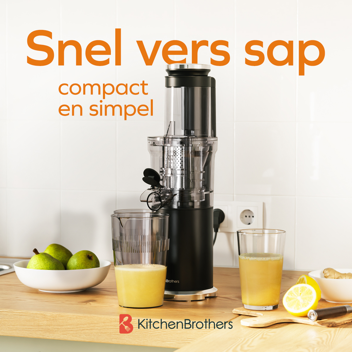 KITCHENBROTHERS KB4147- Slow juicer | 750ml Slowjuicer Zwart