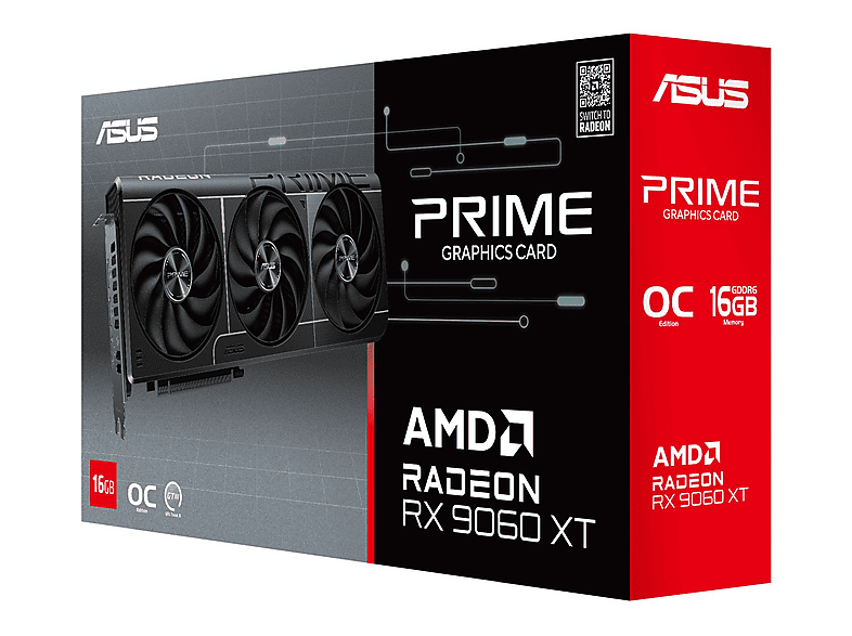ASUS PRIME RADEON RX 9060 XT 16GB OC (AMD, Carte graphique
