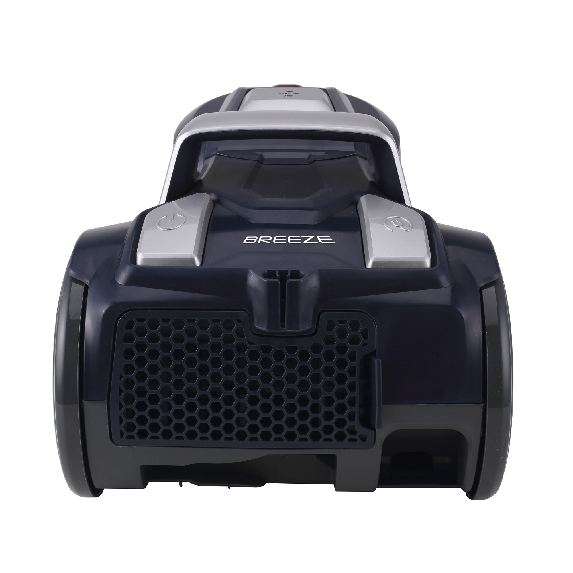 Czarny i srebrny odkurzacz z napisem 'BREEZE' z przodu.