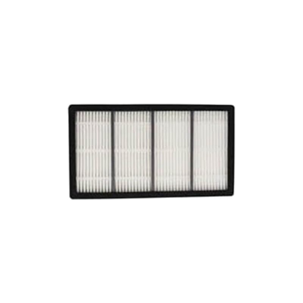 Un filtro rettangolare con linee verticali bianche in una cornice nera.