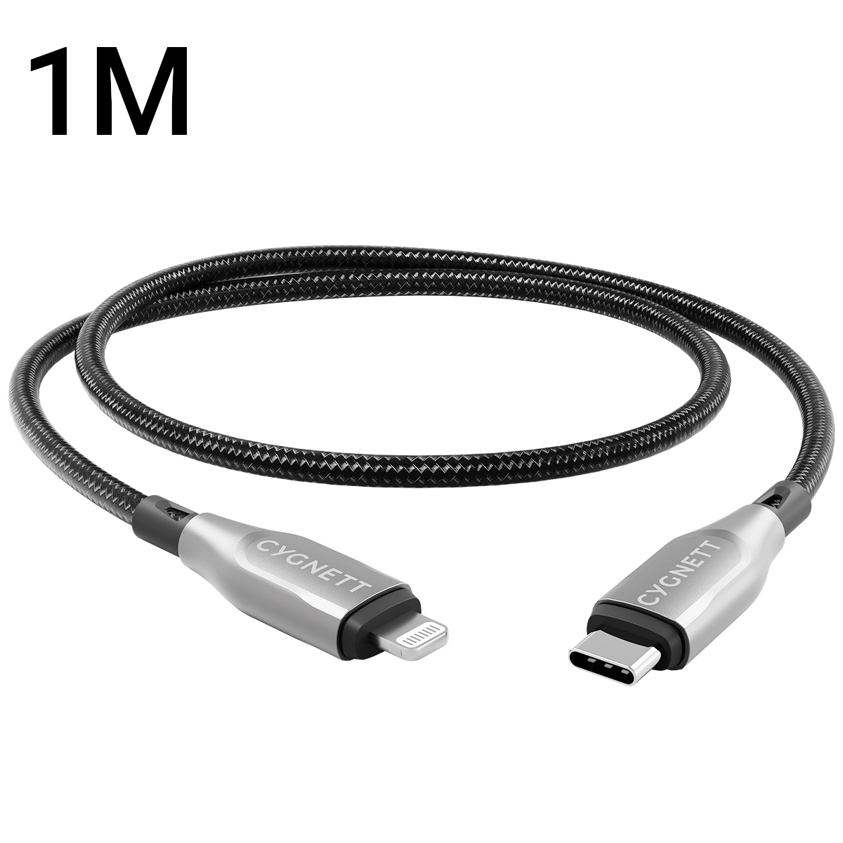 Ein schwarzes und silbernes Ladekabel.