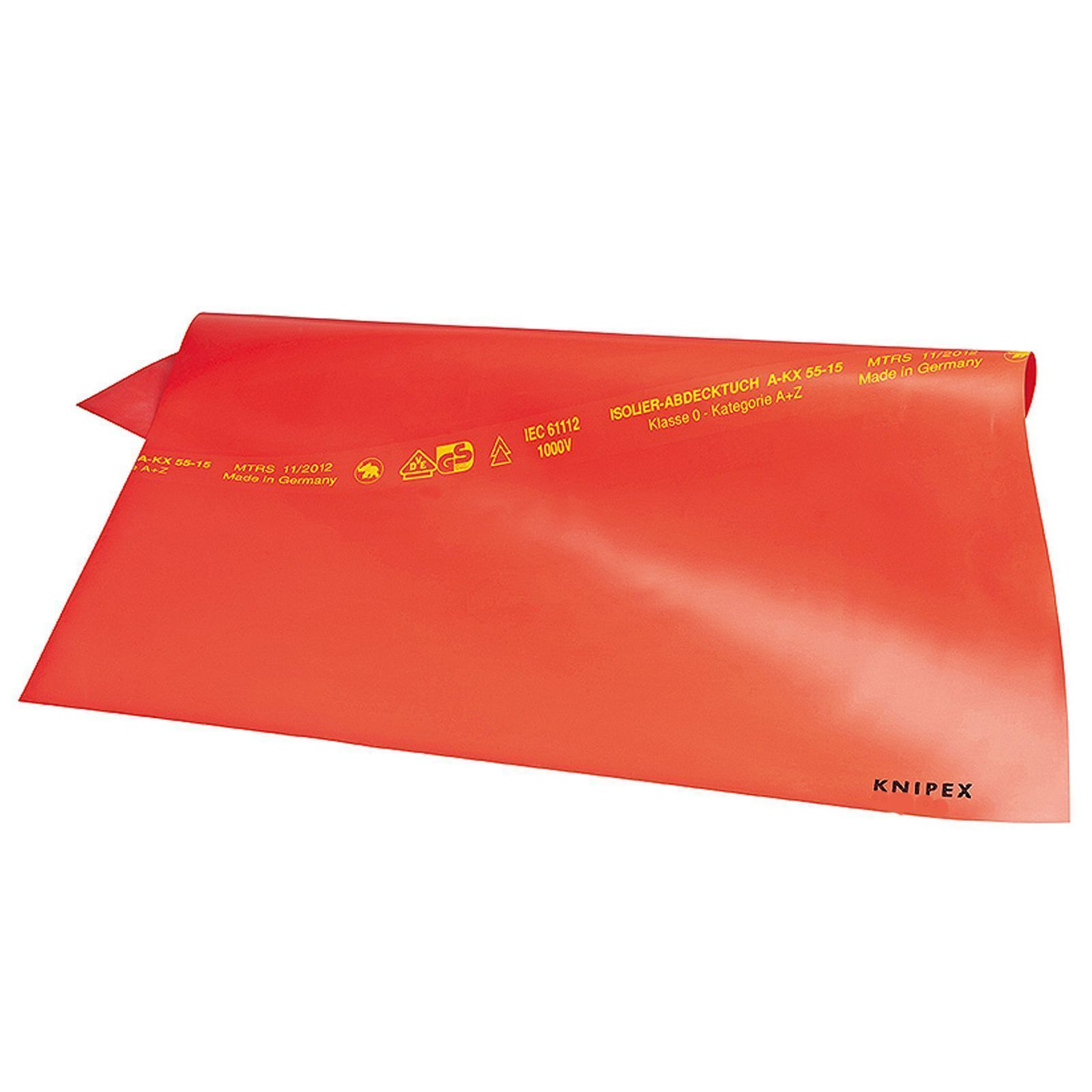 Foglio rosso, rettangolare con testo. Piegato.