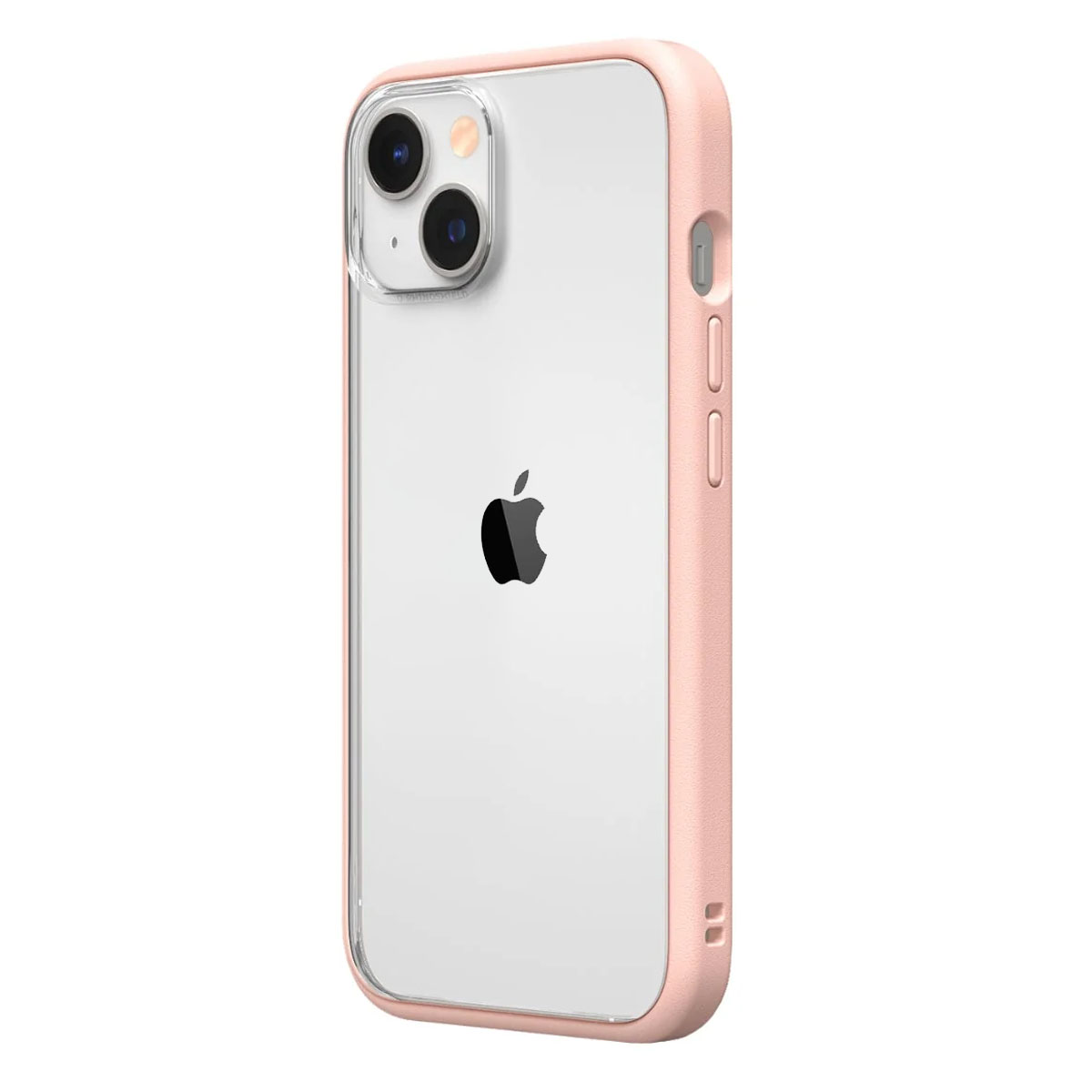 Un iPhone rosa in una custodia protettiva trasparente e rosa.