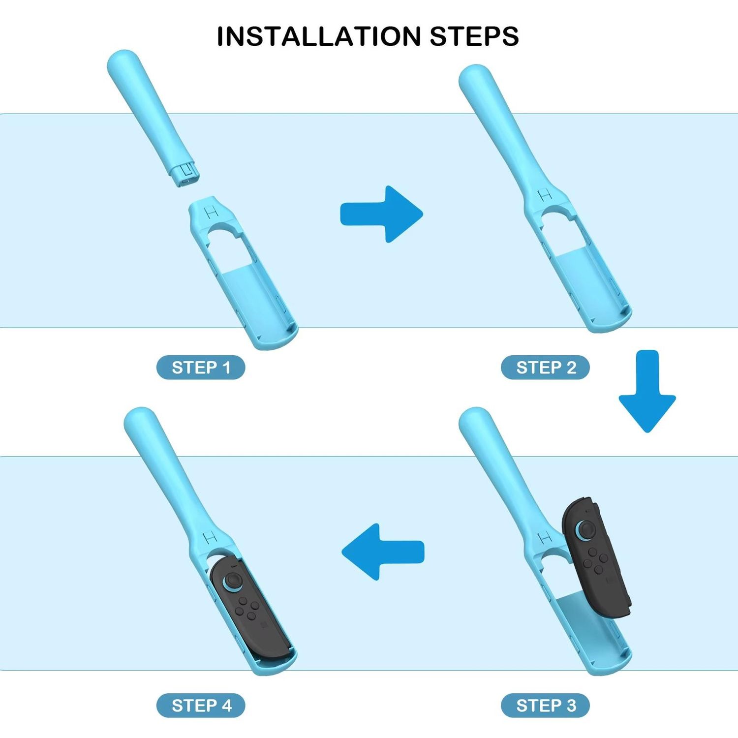 Vier-Schritte-Diagramm zur Installation eines Controllers in einem Halter.