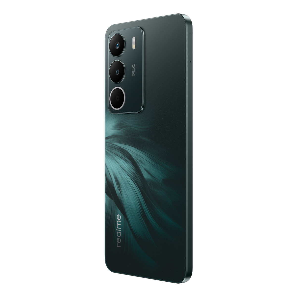 Ansicht von oben und unten eines grünen Smartphones. Anschlüsse und Tasten sichtbar.