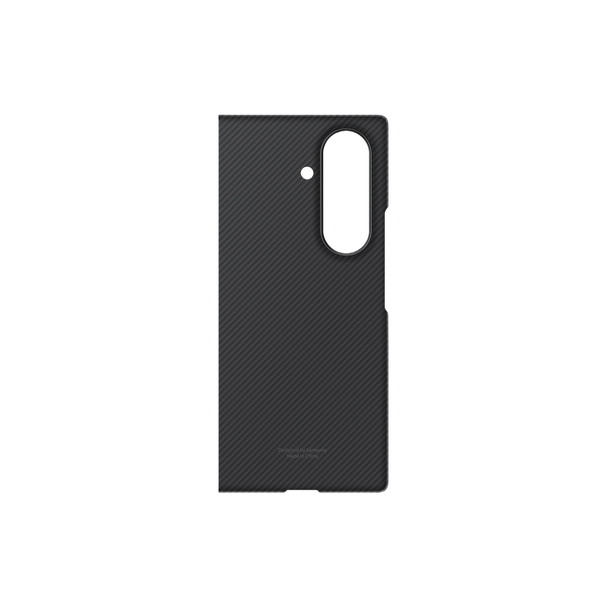 Eine schwarze Smartphone-Hülle mit einer Kohlefasertextur auf einem schwarzen Hintergrund.