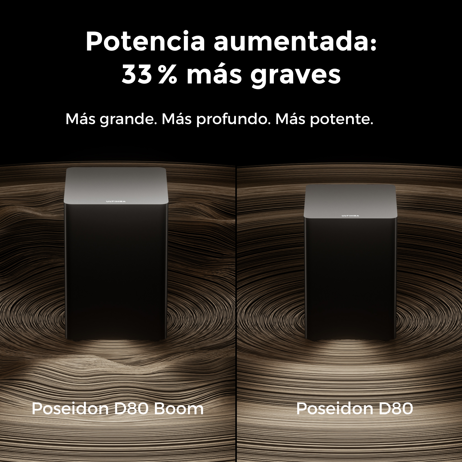 Dos altavoces negros con texto.