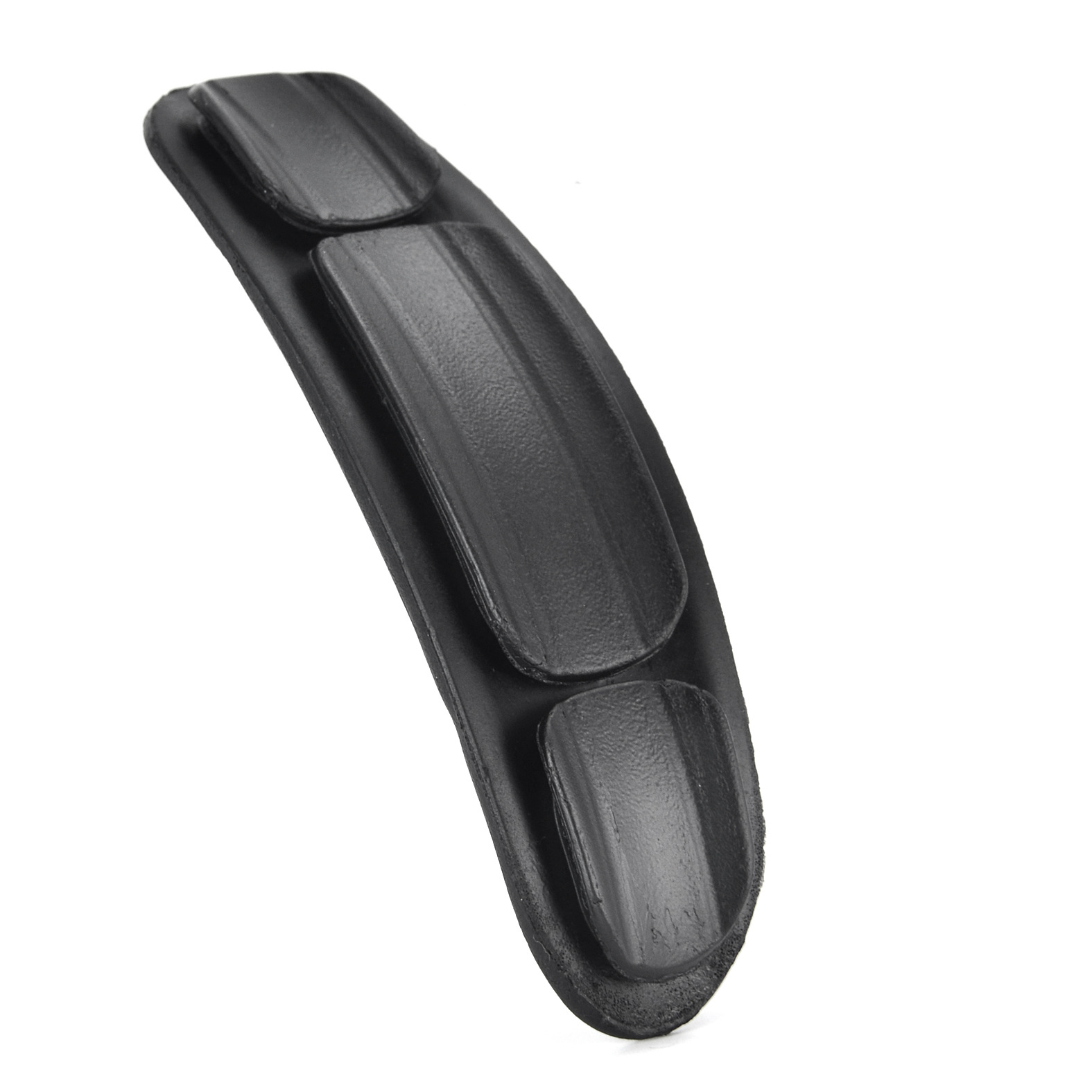 Fascia per cuffie nera con tre cuscinetti, su sfondo bianco.