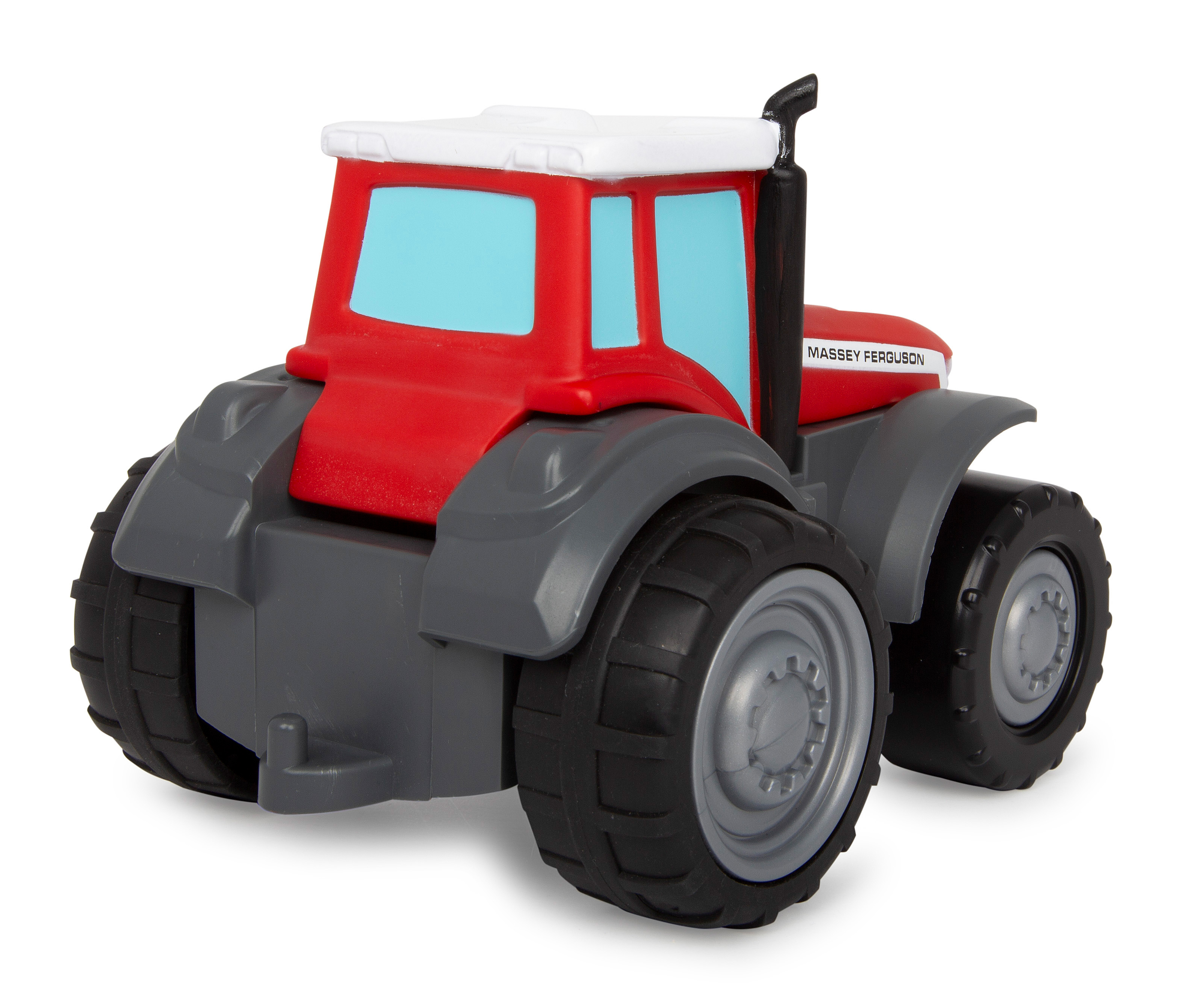 Roter und grauer Spielzeugtraktor mit Massey Ferguson Logo.