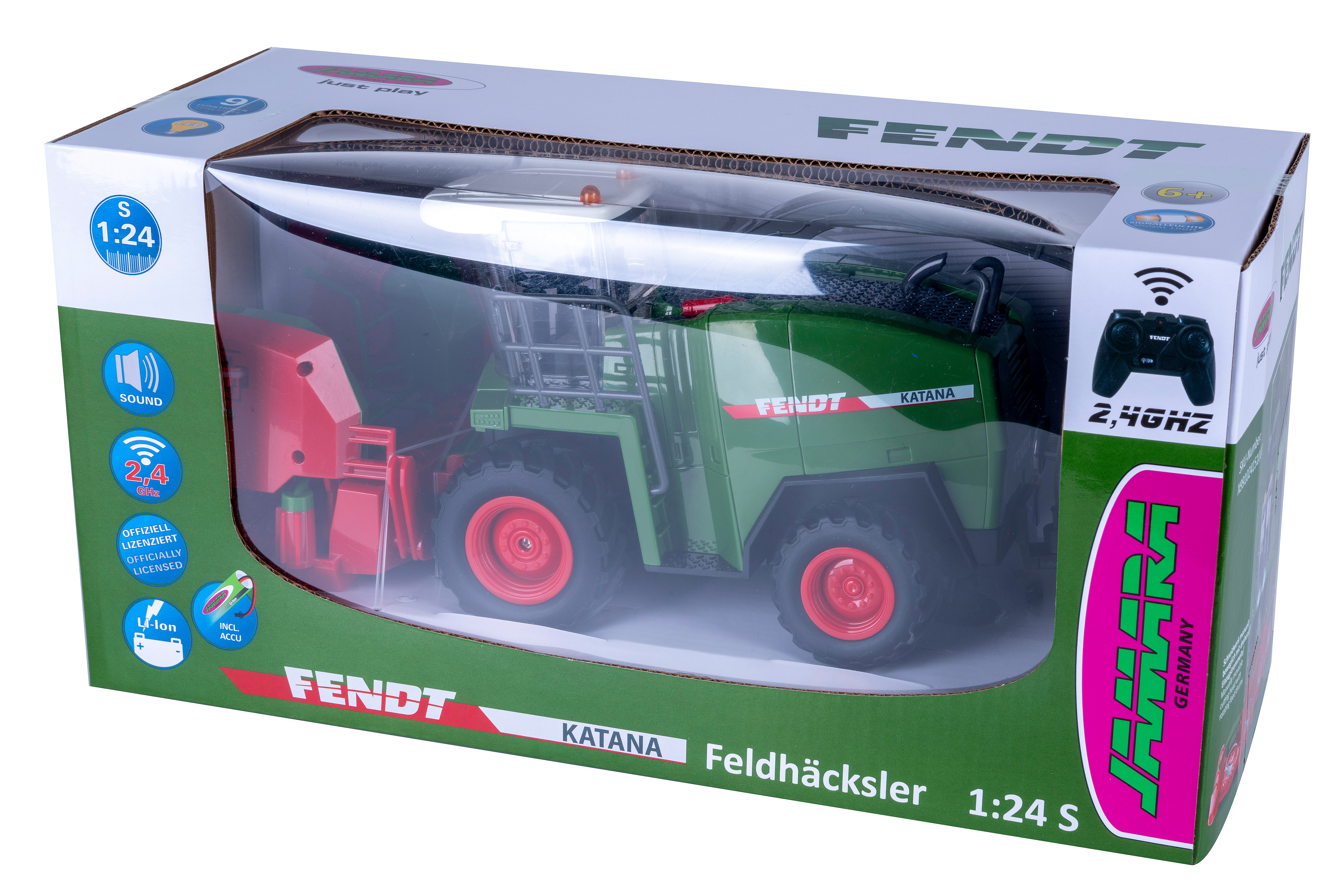 Spielzeug Fendt Katana Feldhäcksler in Box. Grün und rot.