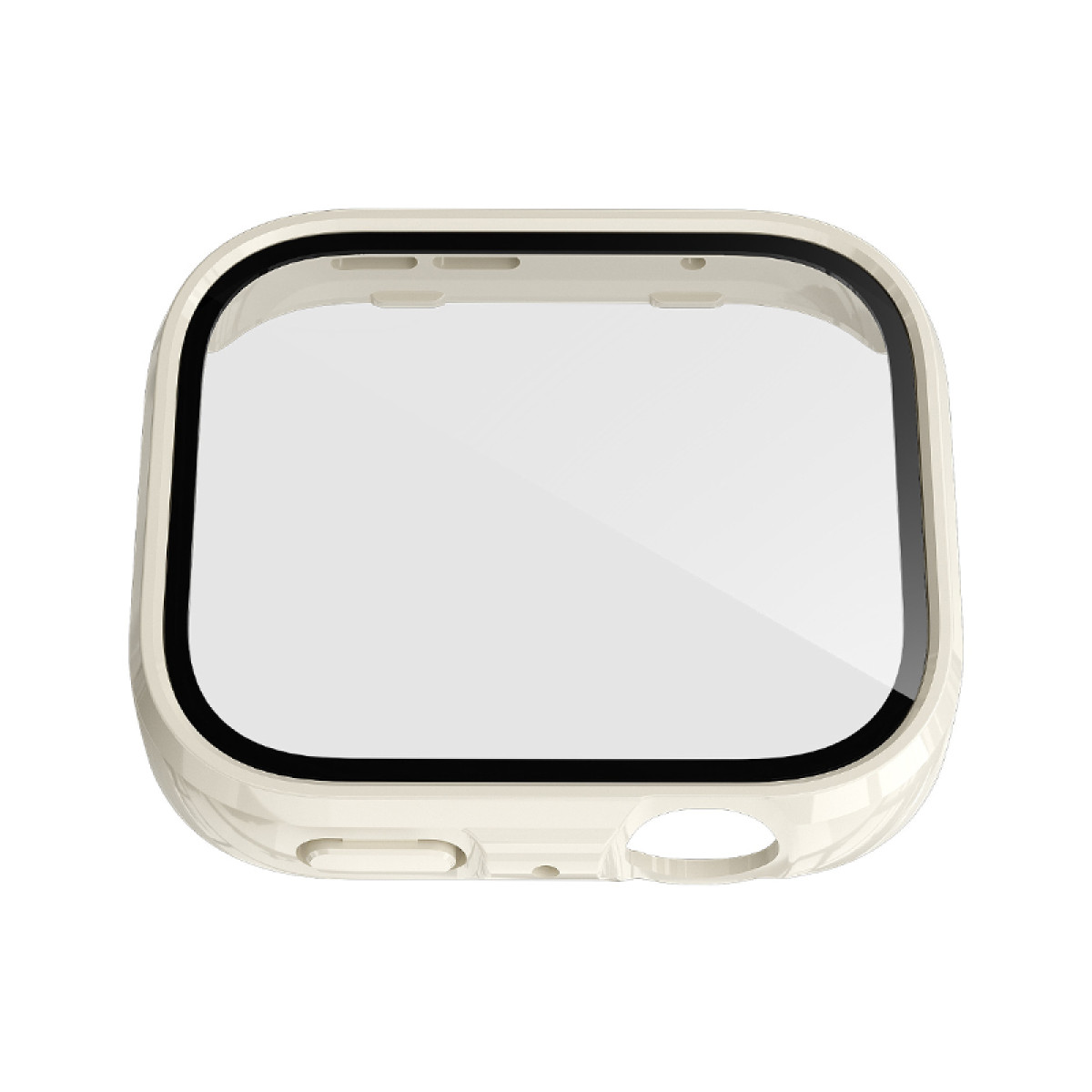 Custodia per orologio beige con protezione schermo trasparente.