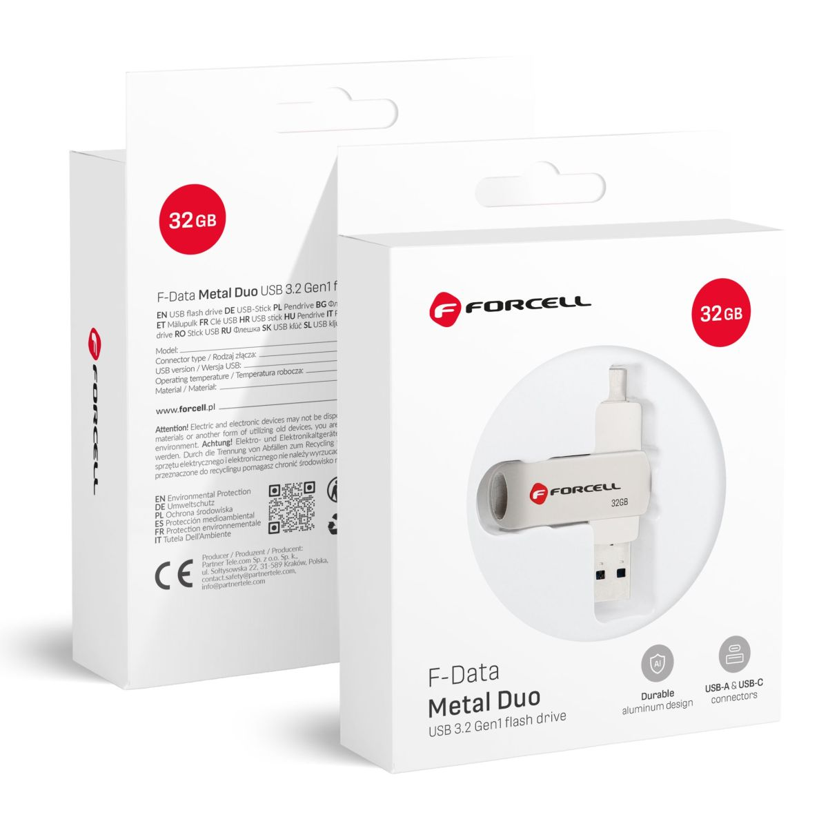 Ein 32GB USB-Laufwerk mit Verpackung.