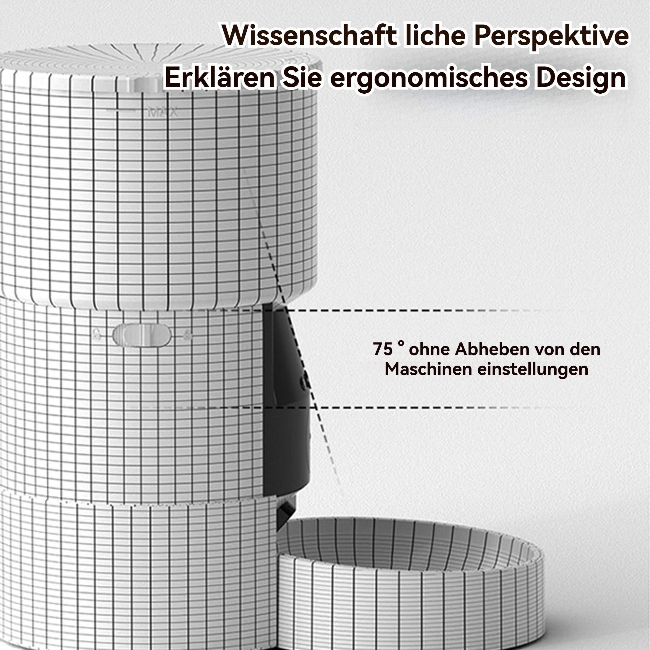 Ein weiß-schwarzer Behälter mit Deckel und eine separate Schüssel, beschriftet mit deutschem Text.