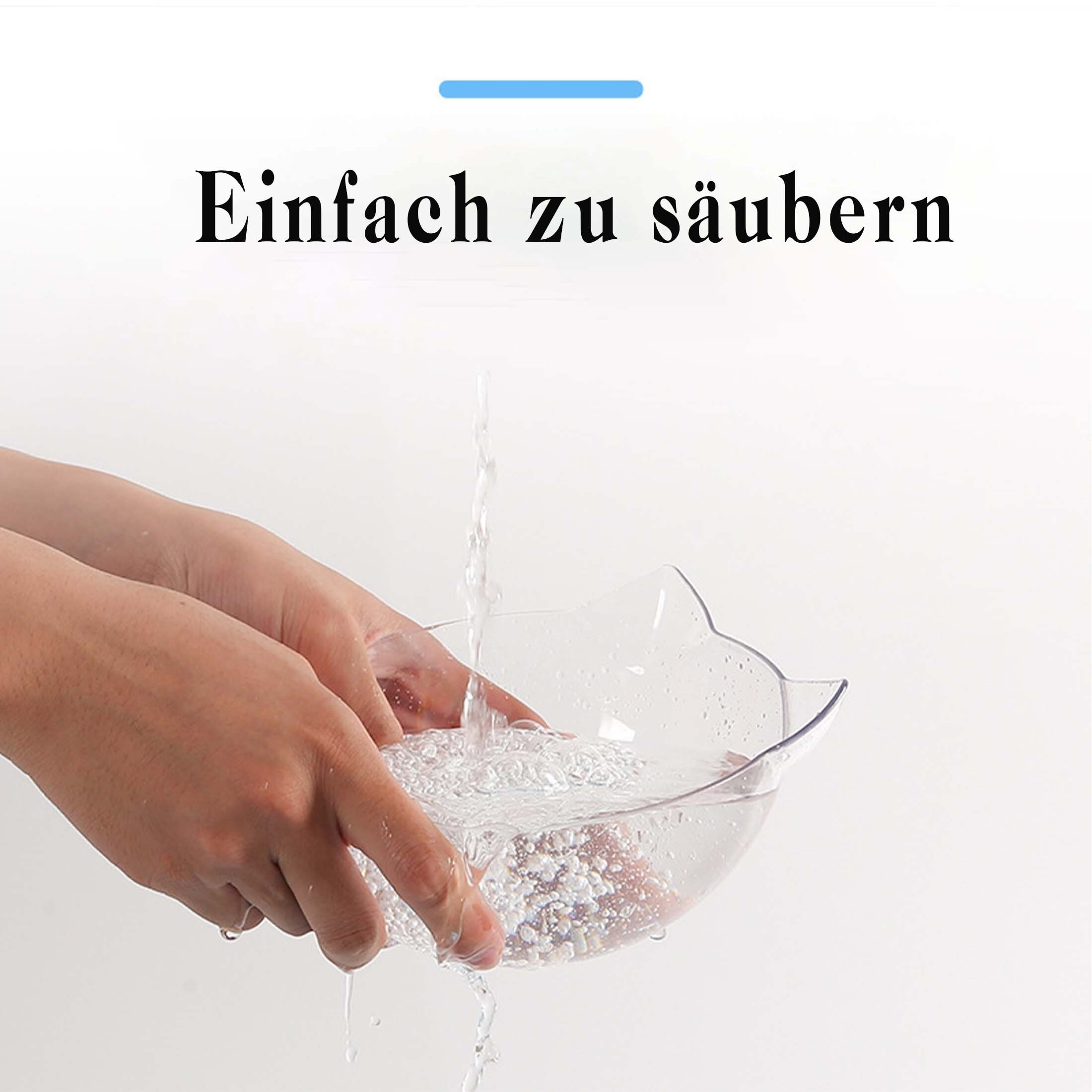Hände waschen eine klare Schüssel. Wasser fließt in die Schüssel. Weiße Kugeln sind in der Schüssel.