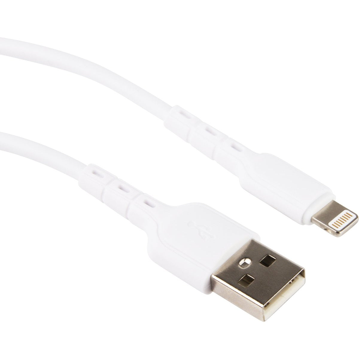 White USB to lightning cable. Close up.