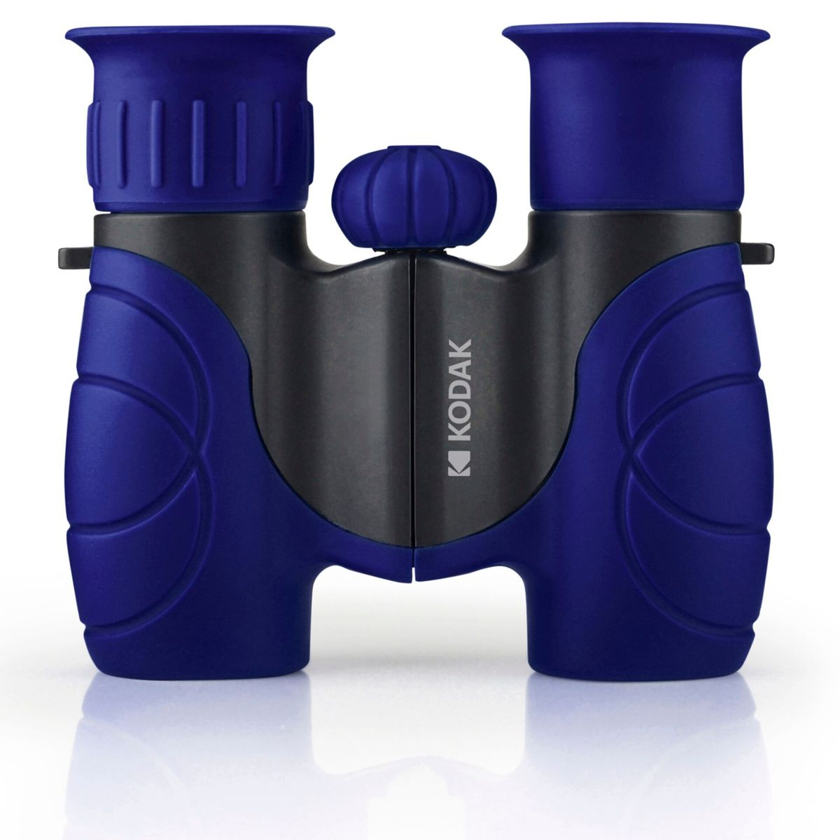 Binocolo blu con dettagli neri e il logo Kodak. Sfondo bianco.