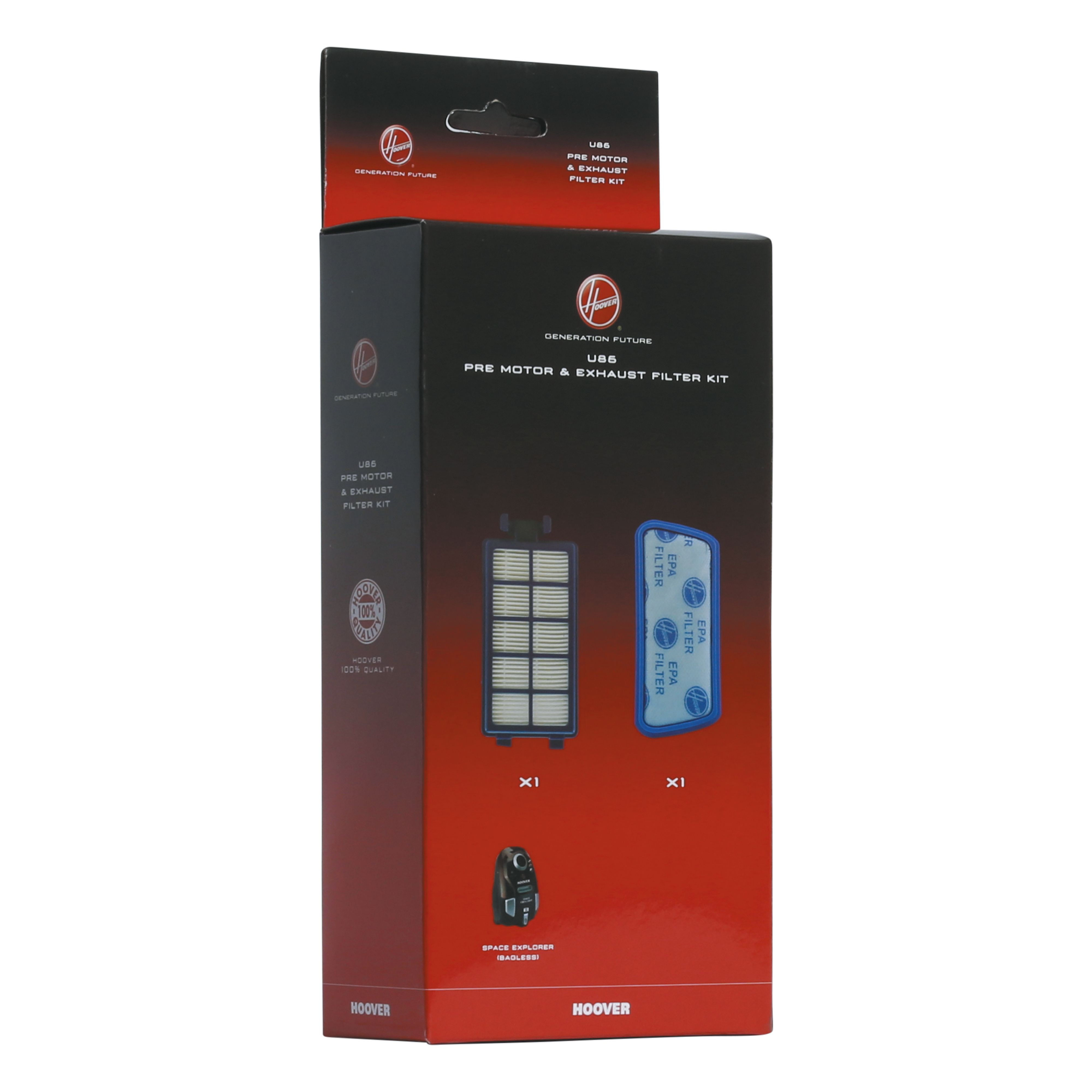 Pudełko ze zdjęciami i tekstem produktu. To zestaw filtrów wstępnych i wylotowych.