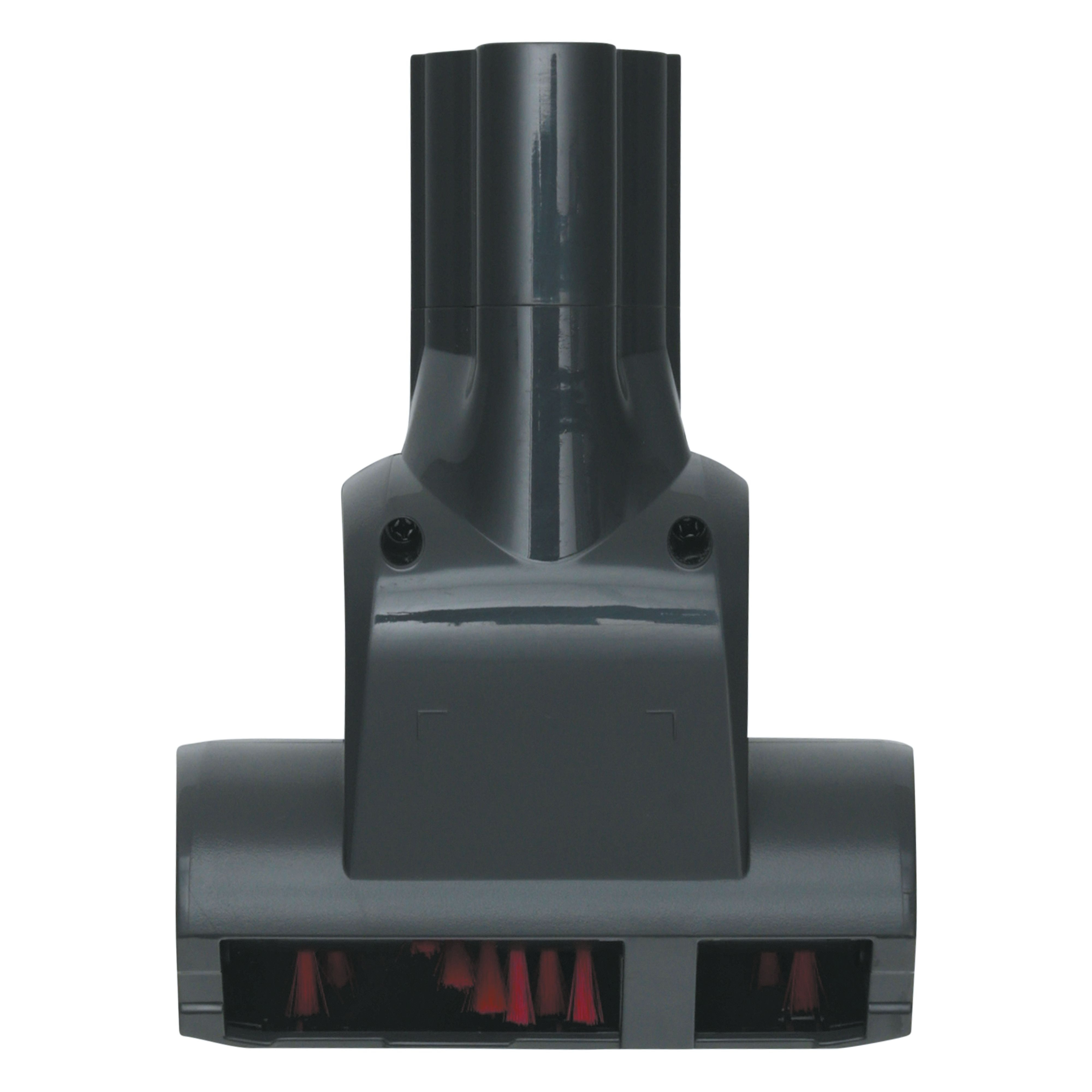 Szara nasadka do odkurzacza z czerwonymi szczotkami i logo Hoover.