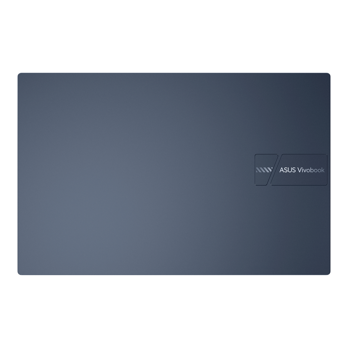Tapa de laptop, azul-gris. Logo ASUS Vivobook a la derecha.