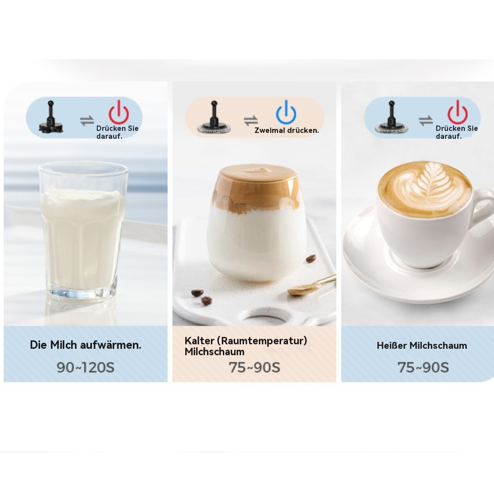 Drei Gläser mit verschiedenen Milchgetränken, von links nach rechts: warme Milch, kalter Milchschaum und heißer Milchschaum.