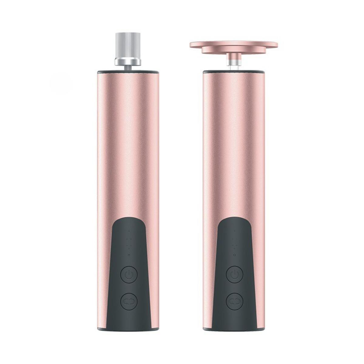 Zwei roségoldene Nagelfräsmaschinen nebeneinander. Jede hat einen anderen Aufsatz.