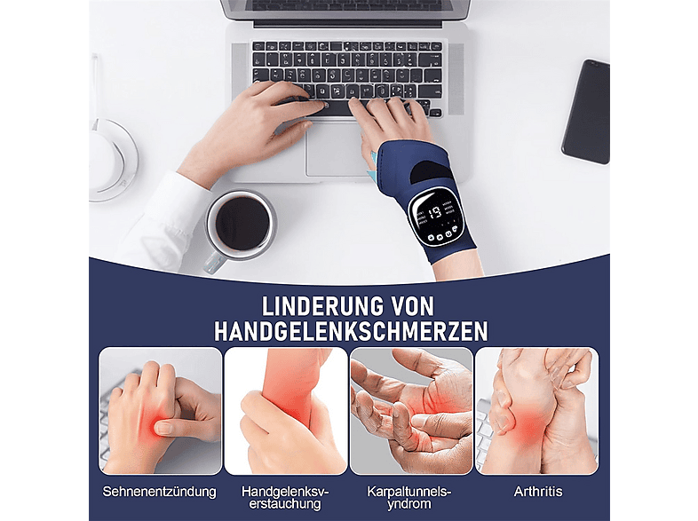 Infrarot Handgelenkband Mit 48 LEDs – Wiederaufladbar, Ergonomisch Mit Daumenloch, 5 Heiz- & 3 Vibrationsstufen, Zur Entspannung & Regeneration