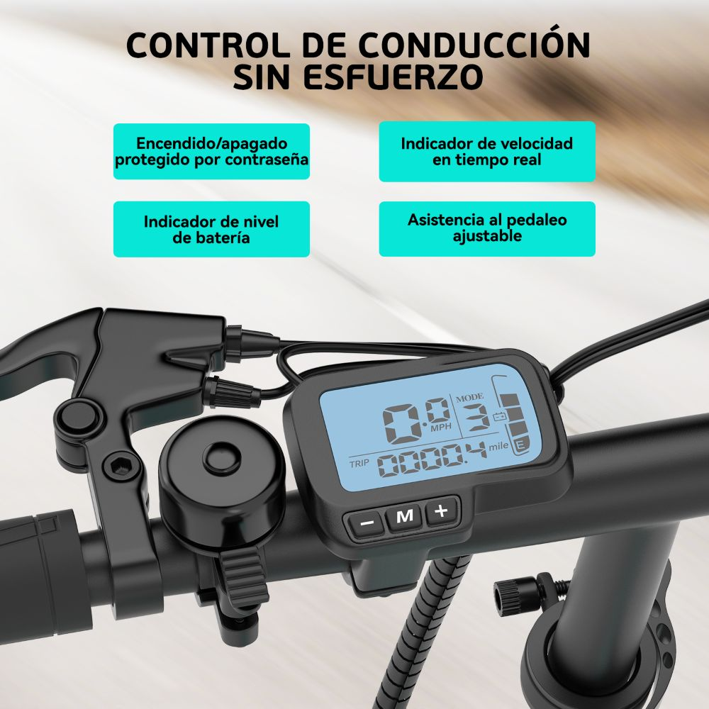 Primer plano del manillar de una bicicleta con una pantalla que muestra la velocidad.