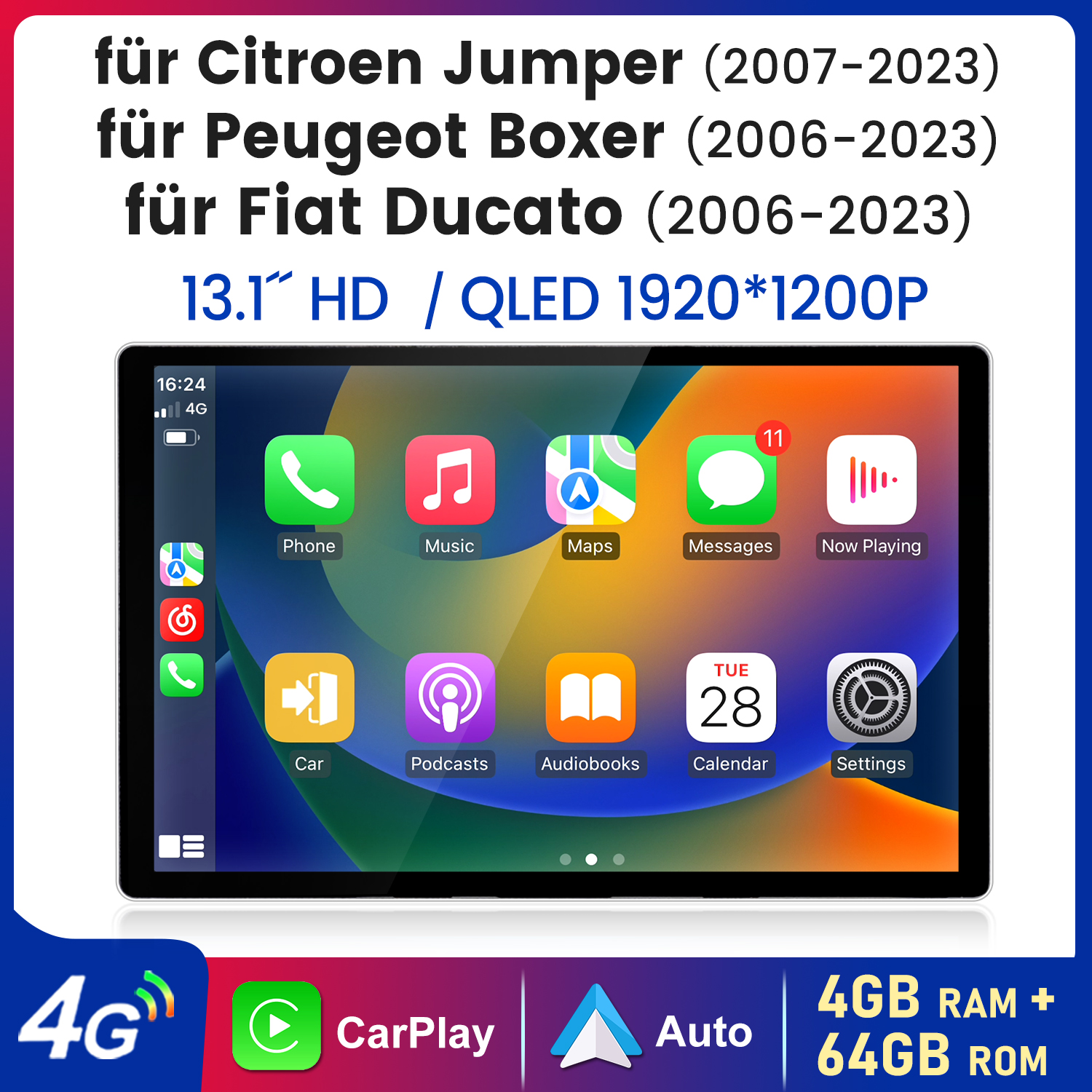 10.1'' Android 13 Autoradio Für Fiat Ducato 2007-2024 GPS Navi