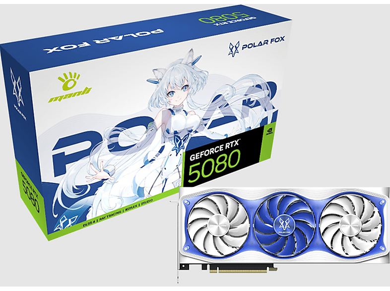 【希少新品】MANLI POLARFOX GeForce RTX 5080 MANLI N76550800M36511 GeForce RTX 5080 Polar Fox OC V2, SCHEDA