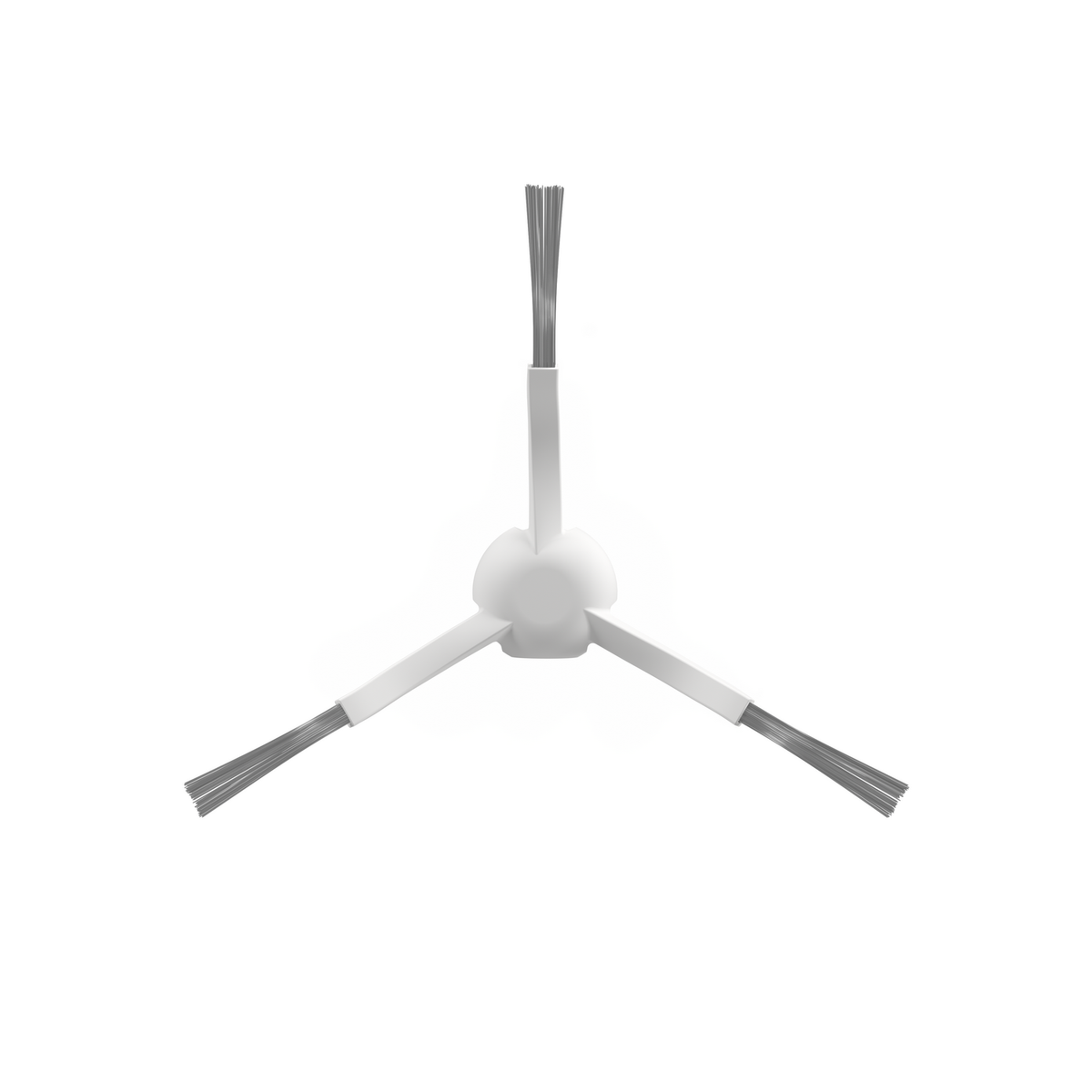 Una spazzola laterale bianca per aspirapolvere robot con 3 setole. Ha una base bianca con tre setole che si estendono verso l'esterno.