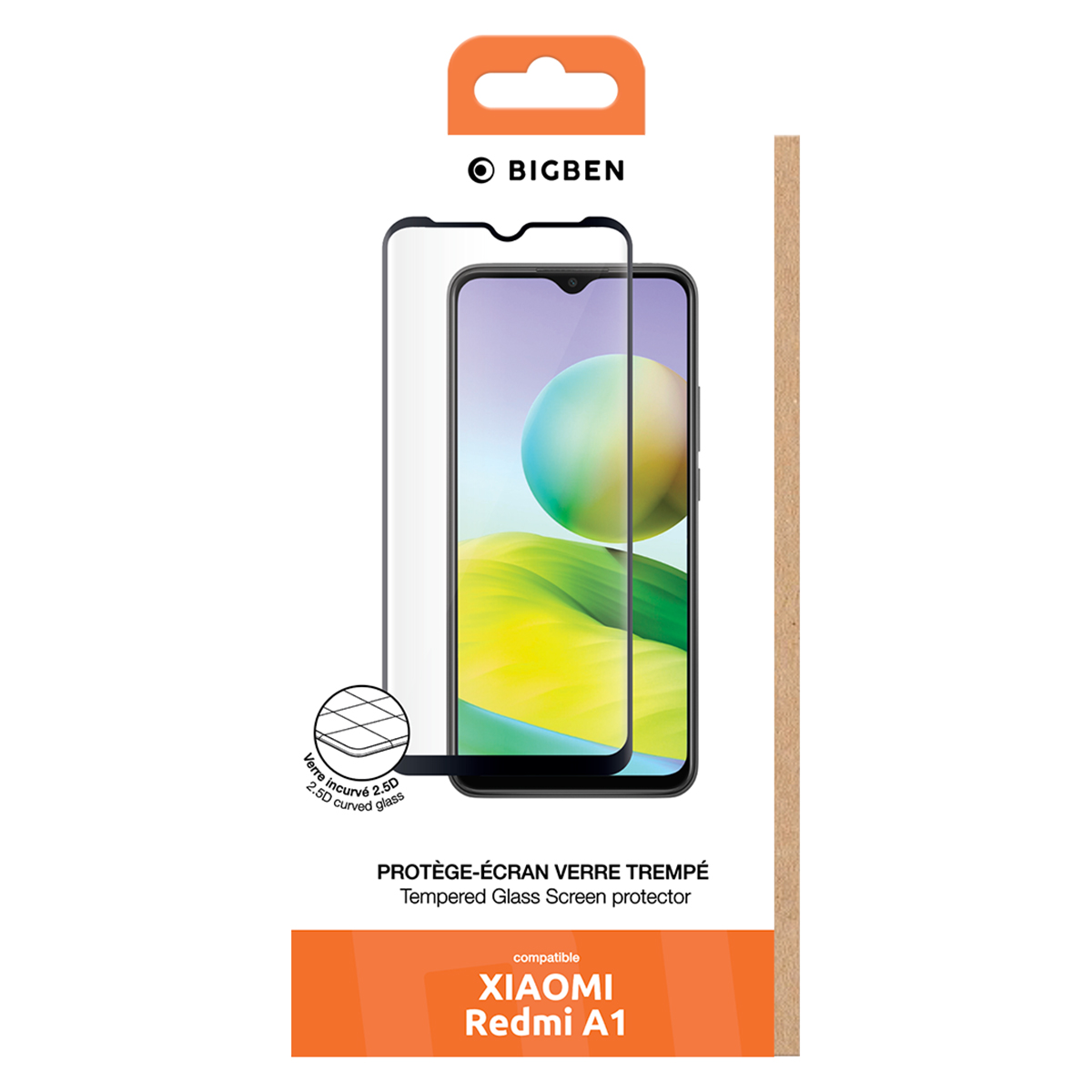 Telefoonschermbeschermer. Merk Bigben, compatibel met Xiaomi Redmi A1.