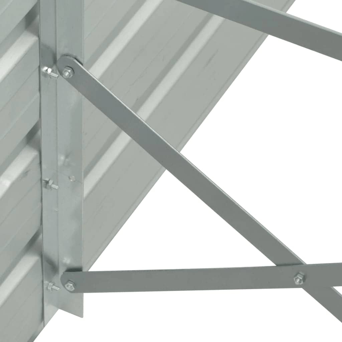Nahaufnahme einer Metallkonstruktion. Metallplatten mit Schrauben verbunden.